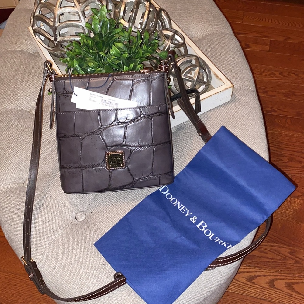 Dooney & Bourke Croc Embossed Crossbody Bag - Brown